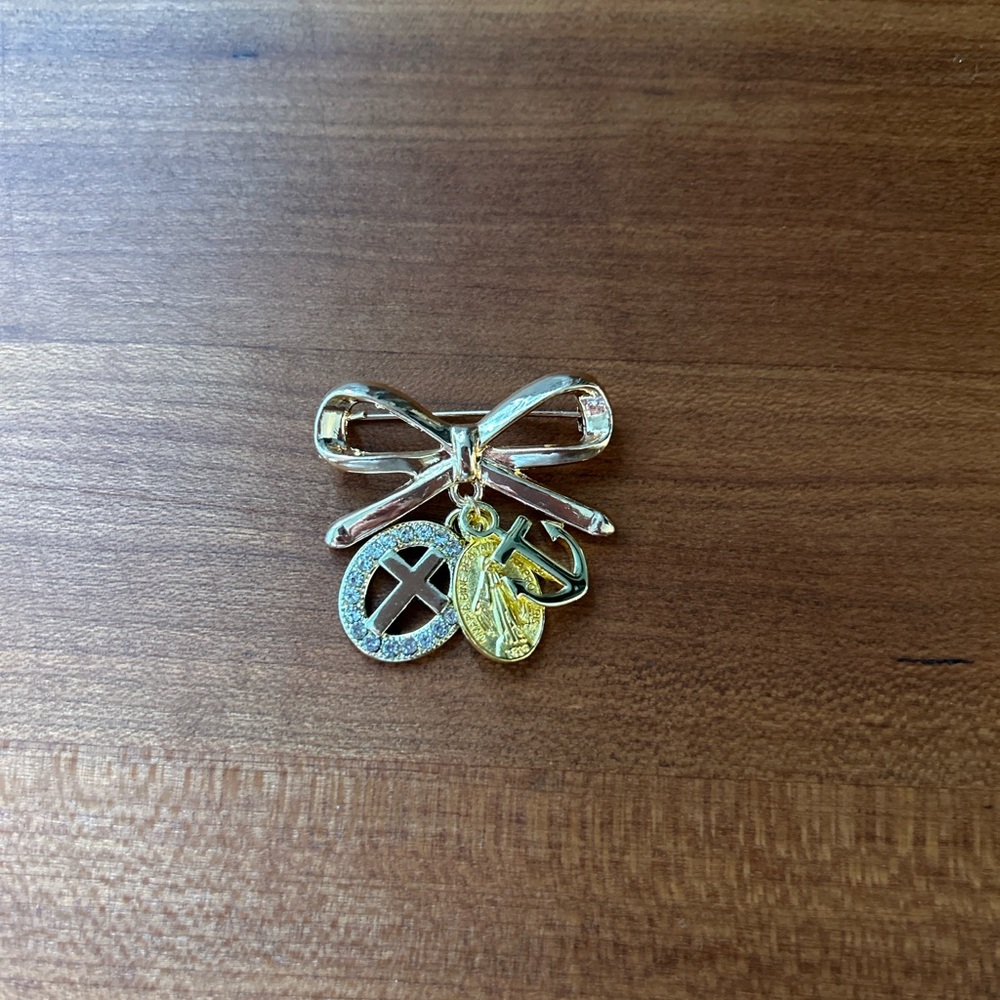 Gold and Silver Bow Charm Pendant